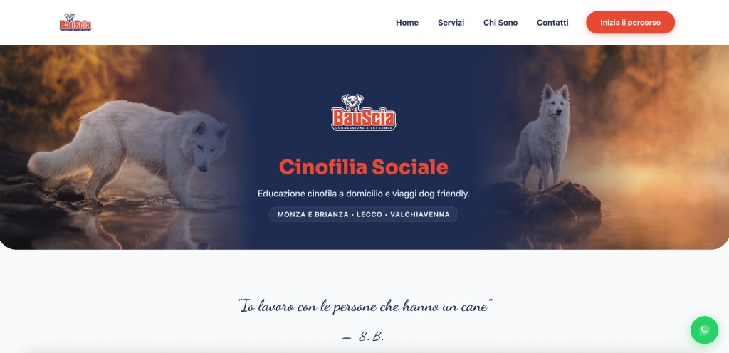 Screenshot del sito BauScia Dog & Trip