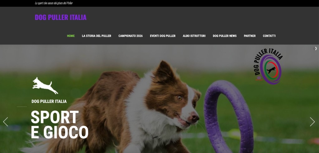 Screenshot del sito Dog Puller Italia